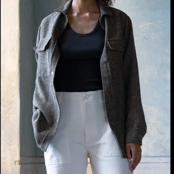 Ragdoll Wool Blended Herringbone Oversized Shirt Jacket - Picture 3 of 16